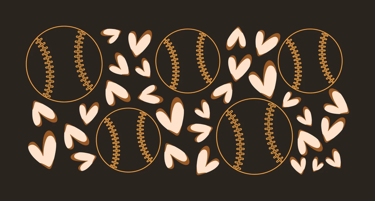 Can Glass Wrap Baseball Hearts Pattern Black scattering heart contrast preview thumbnail