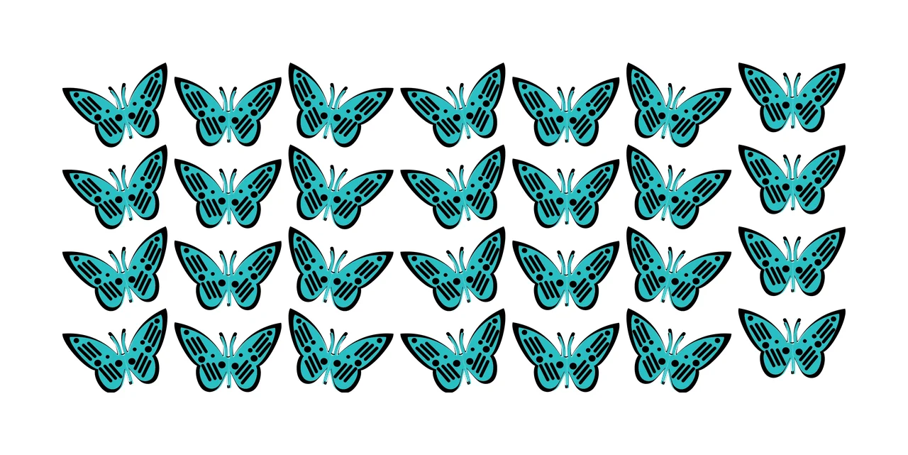 Can Glass Wrap Black Butterfly Silhouettes Repeating Grid Silhouette