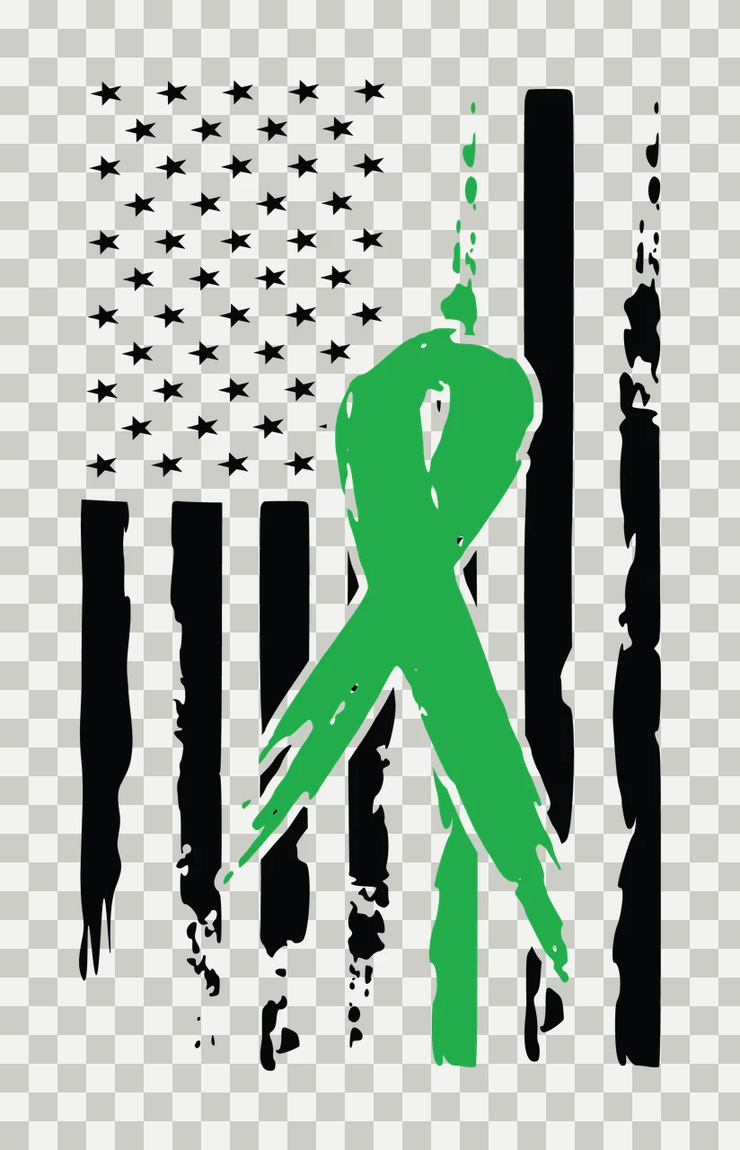 Awareness American Flag Ribbon Silhouette Design with layered transparency and detail preview thumbnail