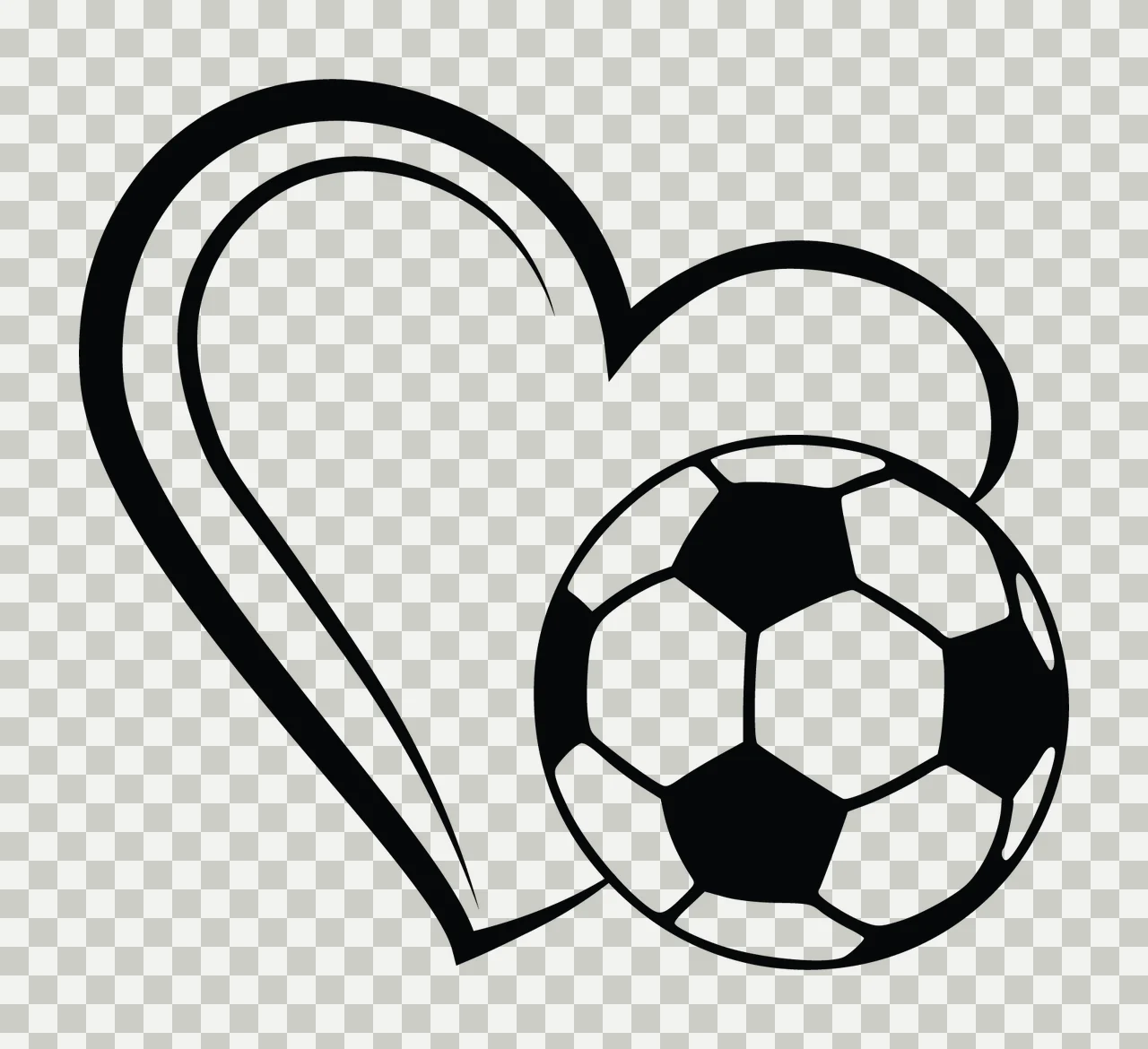 Soccer Heart Shape With Ball positioned graphic illustration transparency and detail preview thumbnail