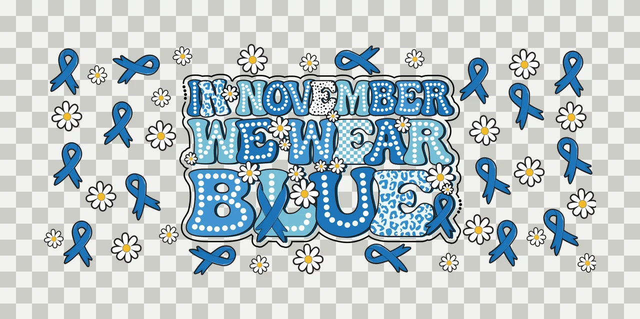 Can Glass Wrap In November We Wear Blue display ribbon flower transparency and detail preview thumbnail