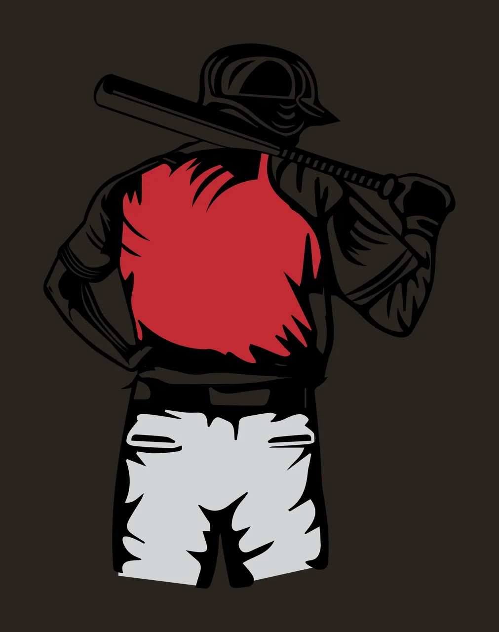 Baseball Player Standing With A Bat Over Their helmet line art contrast preview thumbnail