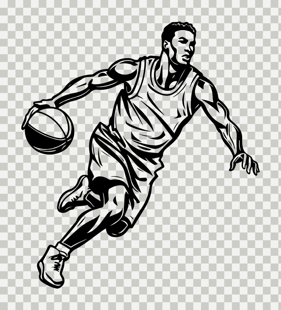 Ball Basketball Player Dribbling athlete uniform silhouette transparency and detail preview thumbnail