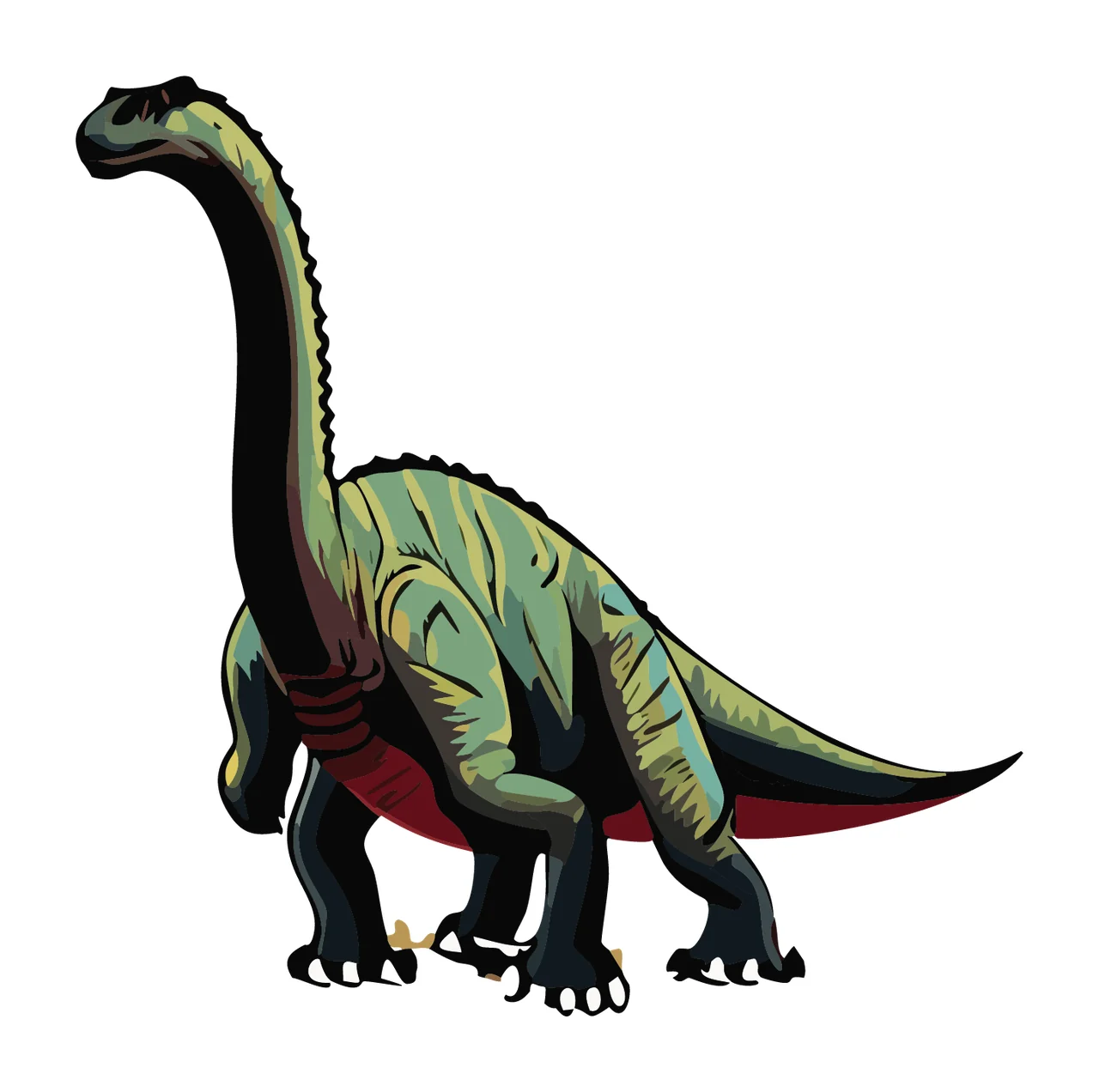Dinosaur Brachiosaurus Black Stencil Silhouette standing long neck