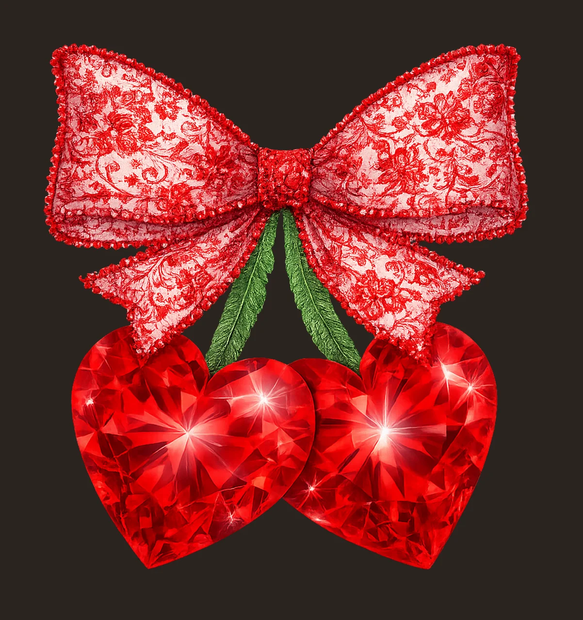Cherry Bow Retro Coquette Design Lace Jewel Sublimation contrast preview thumbnail
