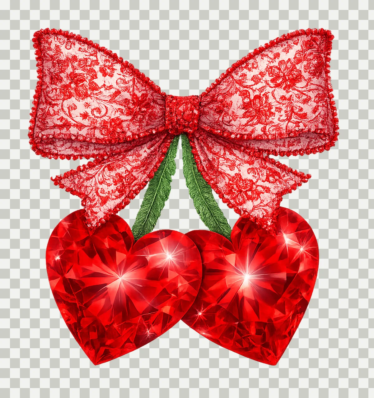Cherry Bow Retro Coquette Design Lace Jewel Sublimation transparency and detail preview thumbnail