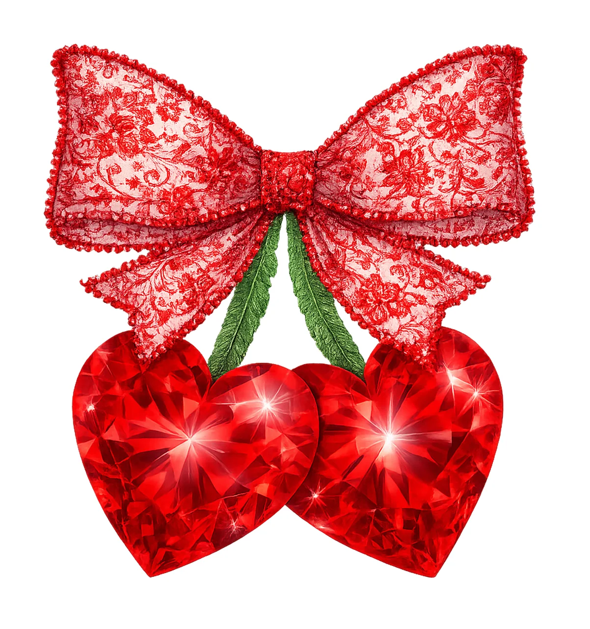 Cherry Bow Retro Coquette Design Lace Jewel Sublimation