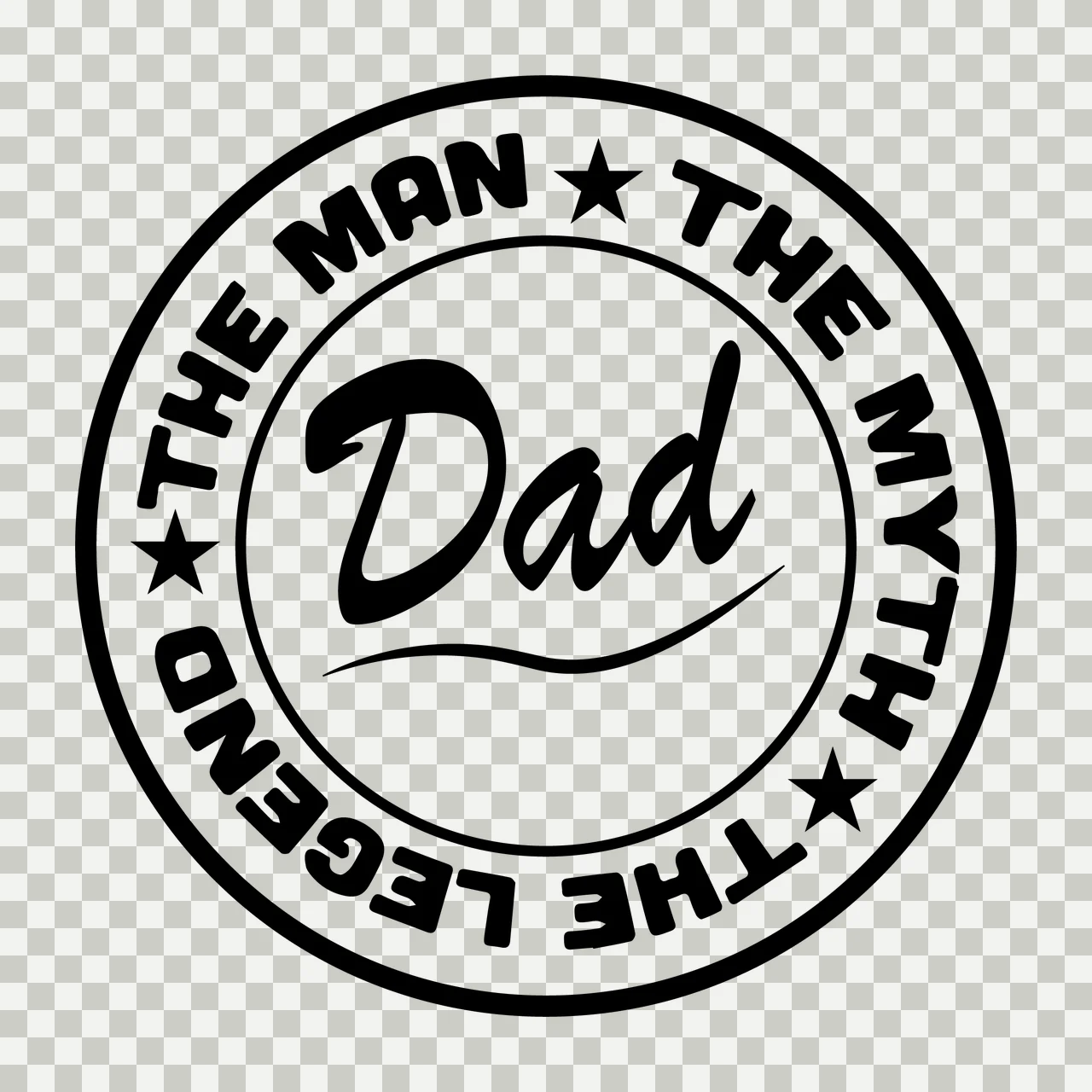 The Man The Myth The Legend Dad enclosing circle stars line transparency and detail preview thumbnail