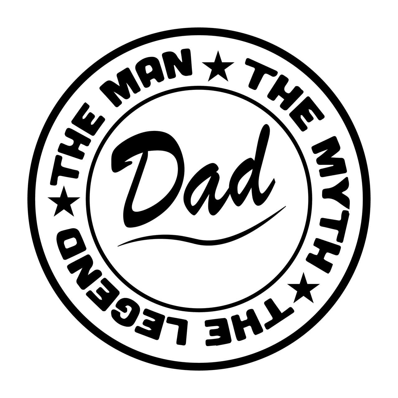 The Man The Myth The Legend Dad enclosing circle stars line