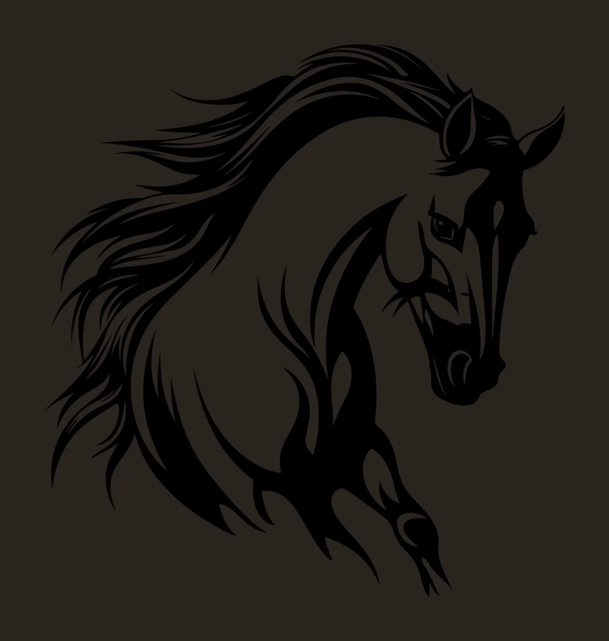 Horse Head Profile Black Silhouette mane animal 1 F16 contrast preview thumbnail
