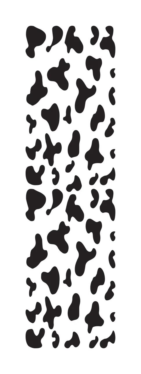 Cow print pattern Illustration with black spots, organic shapes and white background