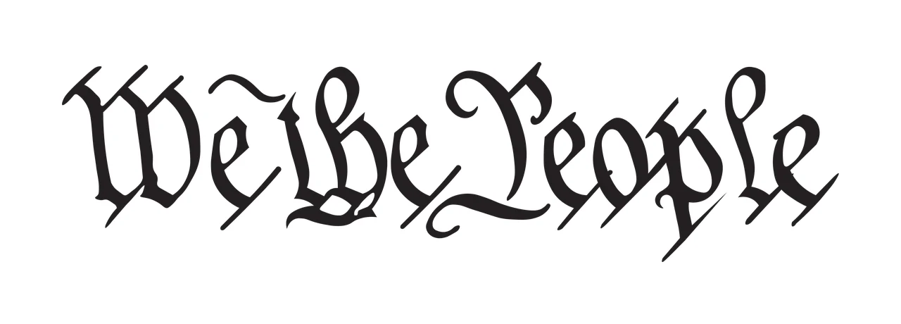 We The People Calligraphy Text written letters black white