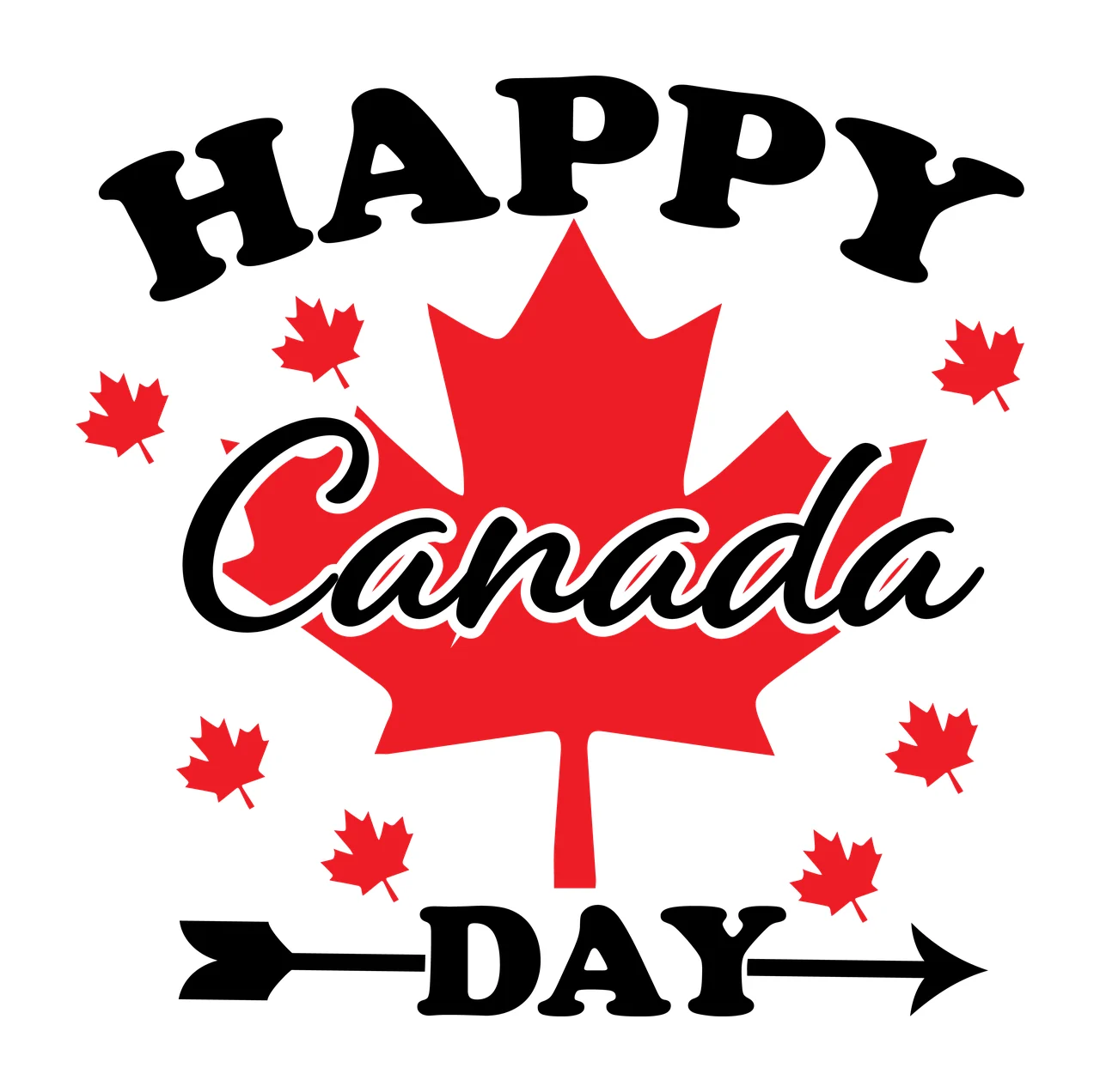 Canada Maple Leaf Graphic celebratory arrow leaves black white