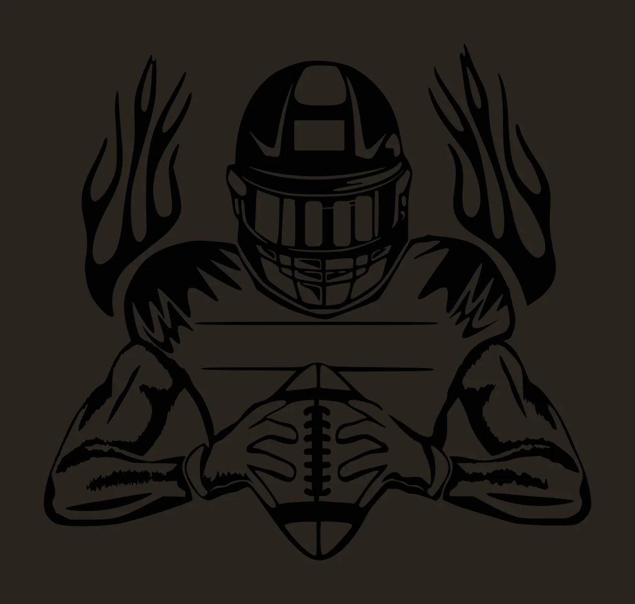 Helmeted Player Holding Football With Flames On Both ball helmet contrast preview thumbnail
