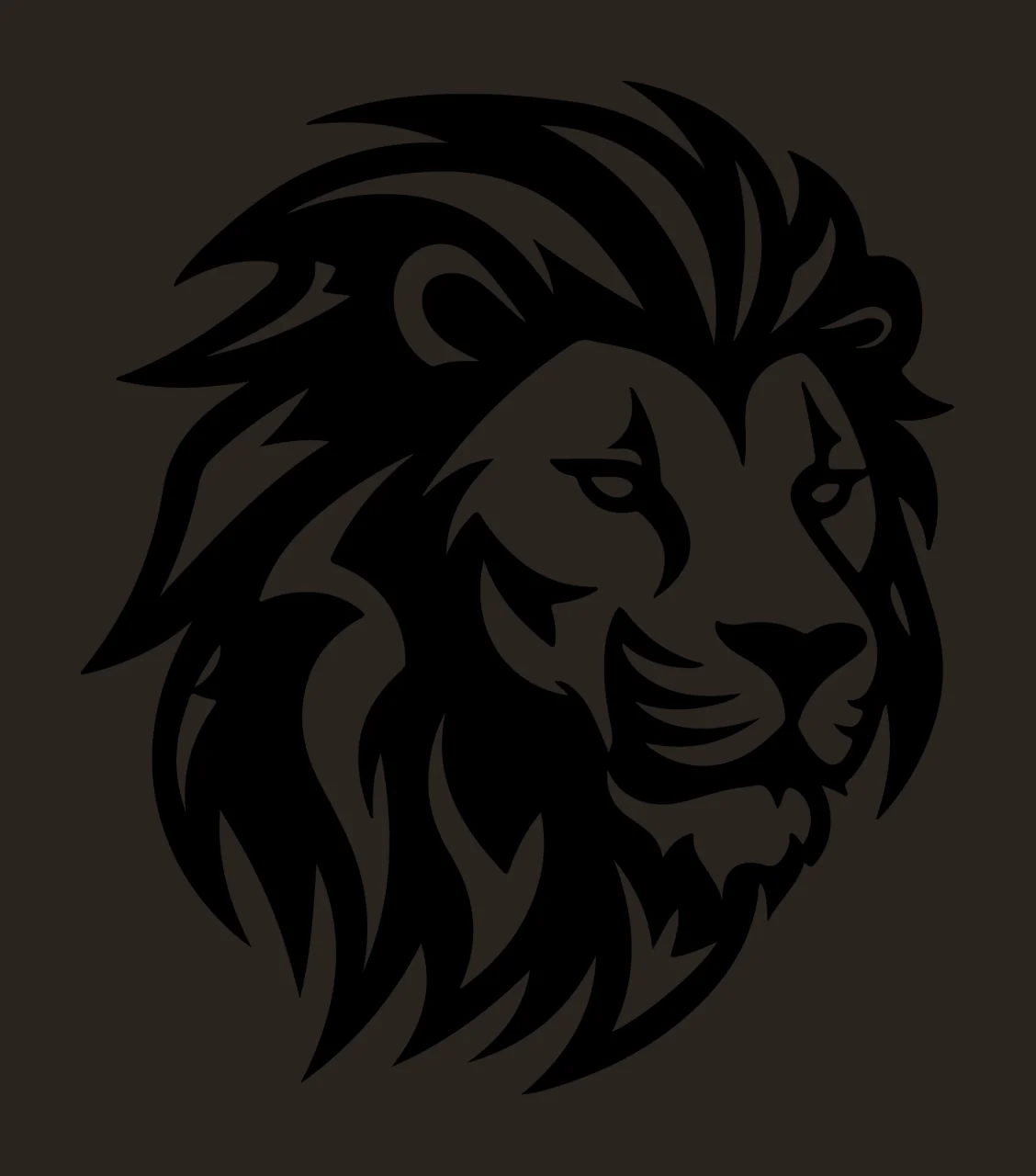 Lion Head Profile Silhouette Logo facing right black animal contrast preview thumbnail