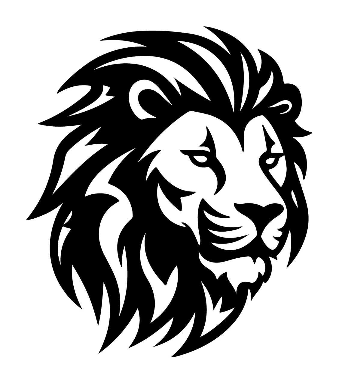 Lion Head Profile Silhouette Logo facing right black animal