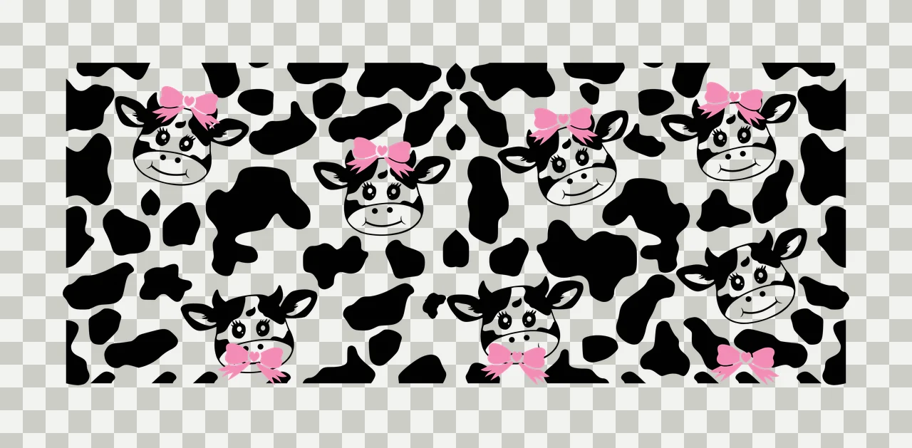 Cow Can Glass Wrap Black And White Spot heads spots patterned transparency and detail preview thumbnail