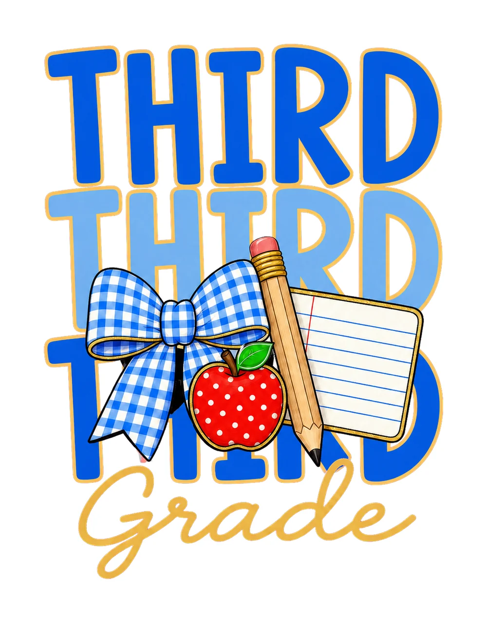Preppy Teacher Blue Gingham Grade Series Variation B