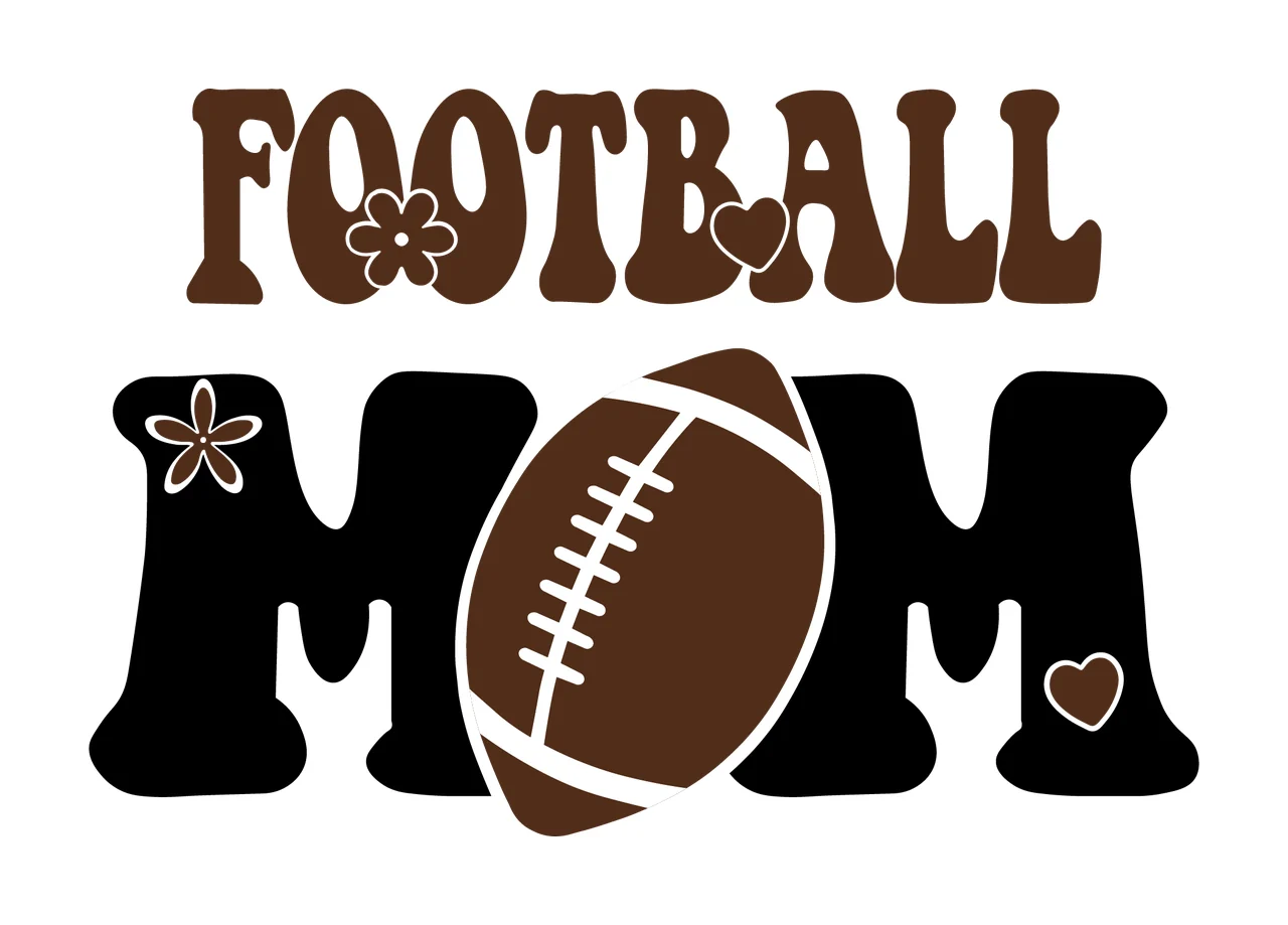 Football Mom Text With Ball Icon design Decorate flower heart
