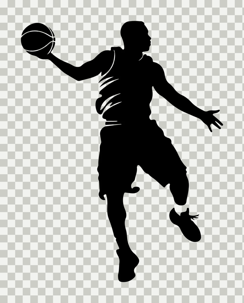 Can Glass Wrap Basketball Player Leaping With Silhouette transparency and detail preview thumbnail