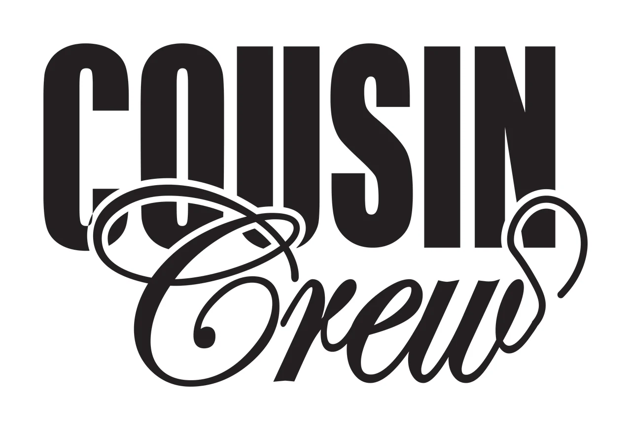 Cousin Crew Text Design With Bold And Script Displaying letters