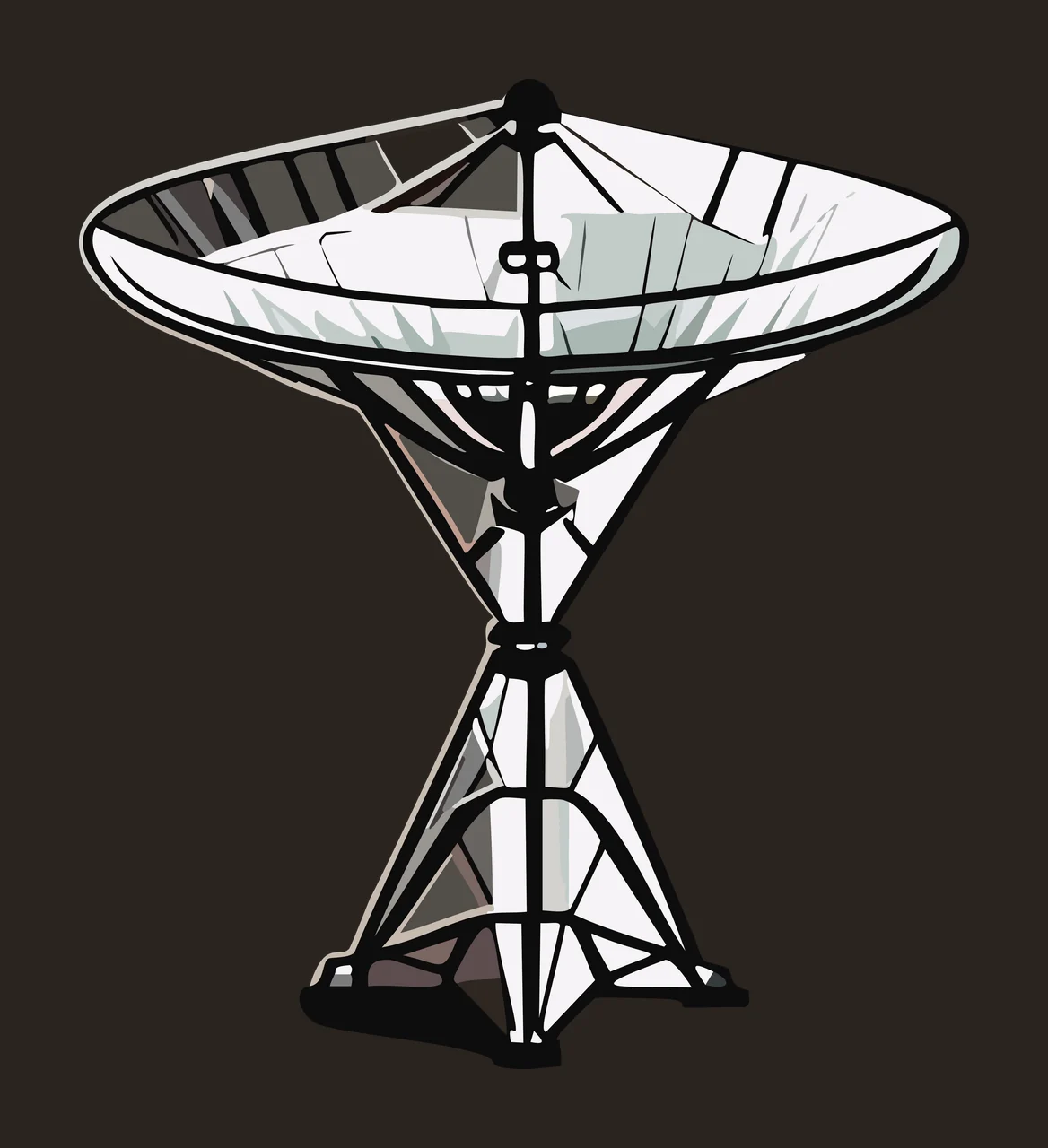 Satellite Dish Communication Array Silhouette transmitting contrast preview thumbnail