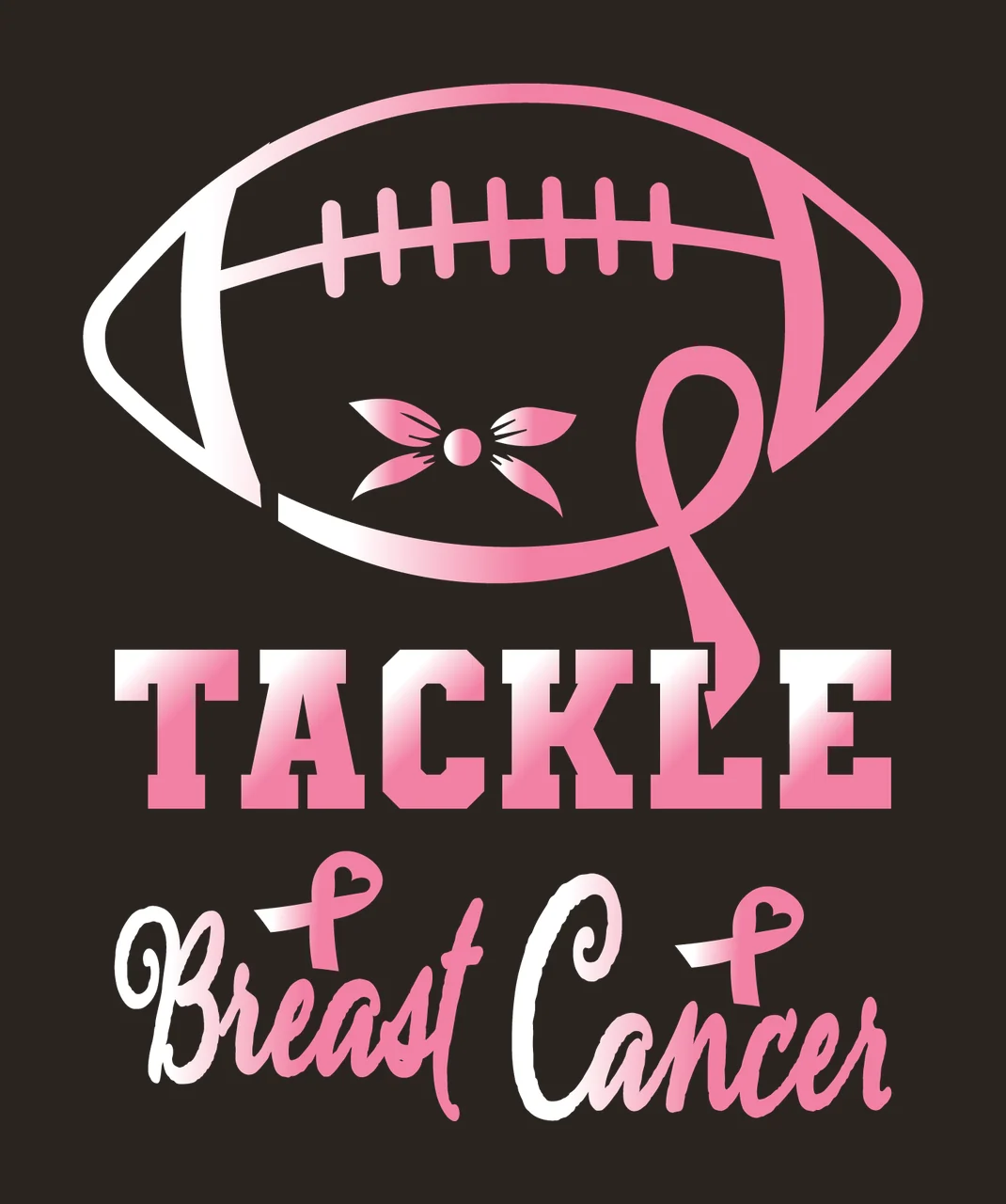 Tackle Breast Cancer Ribbon Football Graphic black white support contrast preview thumbnail