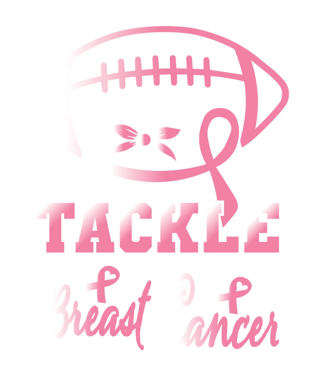 Tackle Breast Cancer Ribbon Football Graphic black white support