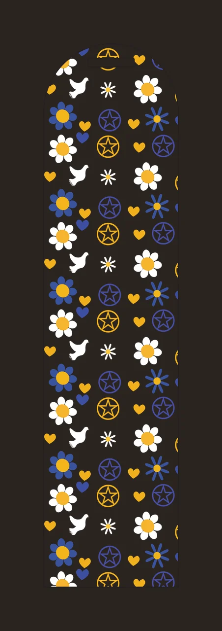 Floral Pattern Vertical Luggage Tag flowers hearts doves stars contrast preview thumbnail