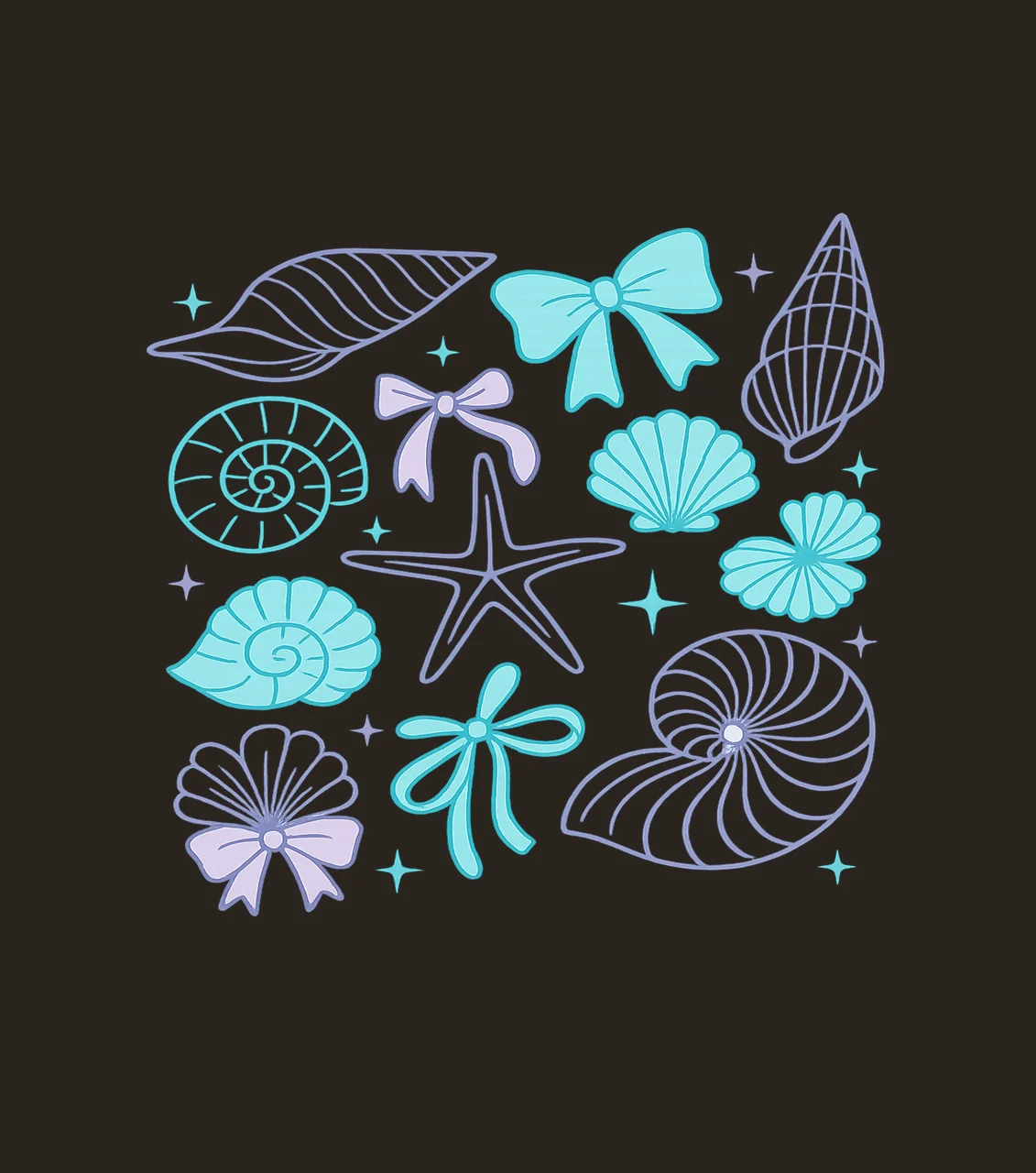 Seashell Neon And Bow Collection seashells bows starfish contrast preview thumbnail