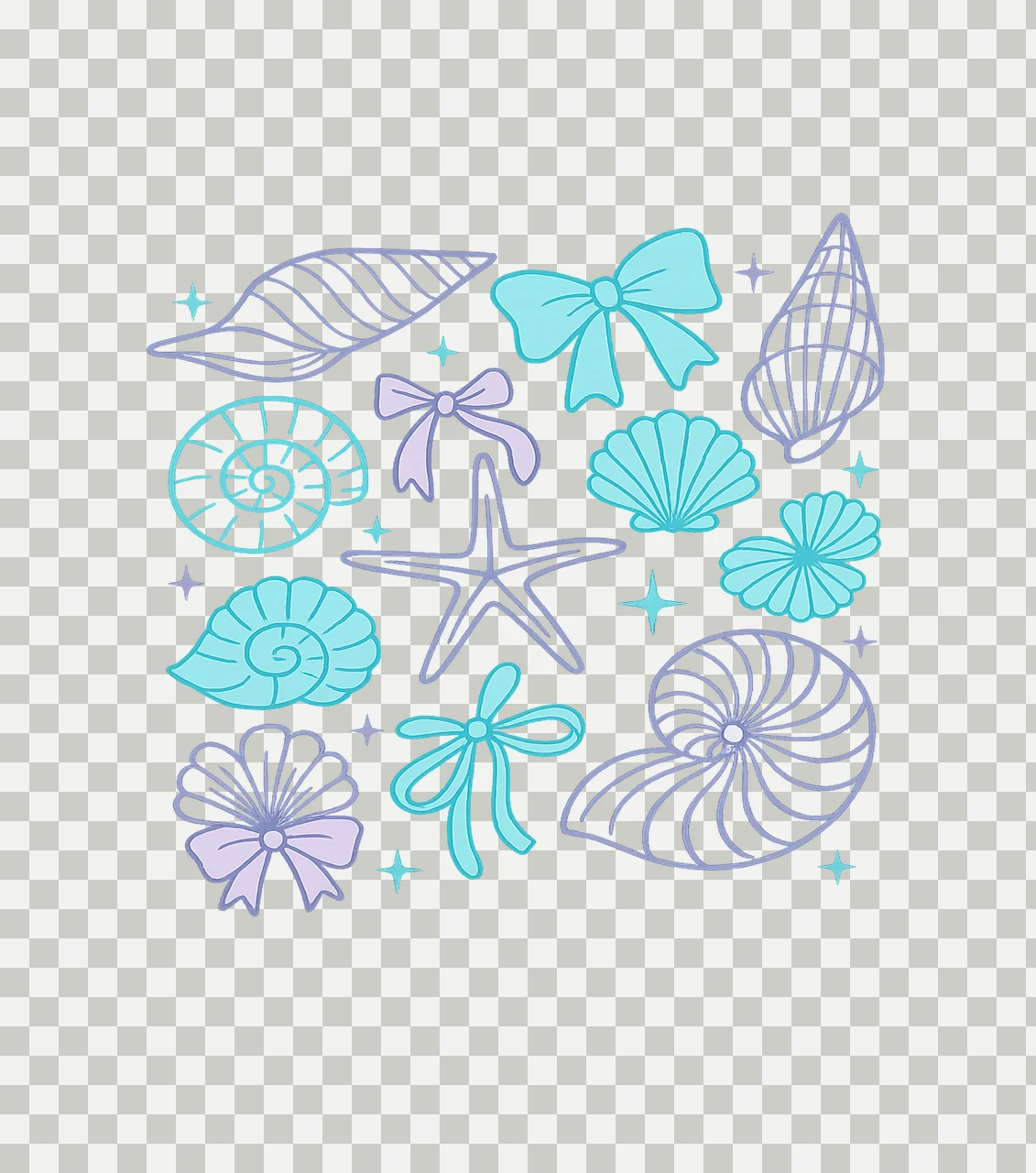 Seashell Neon And Bow Collection seashells bows starfish transparency and detail preview thumbnail