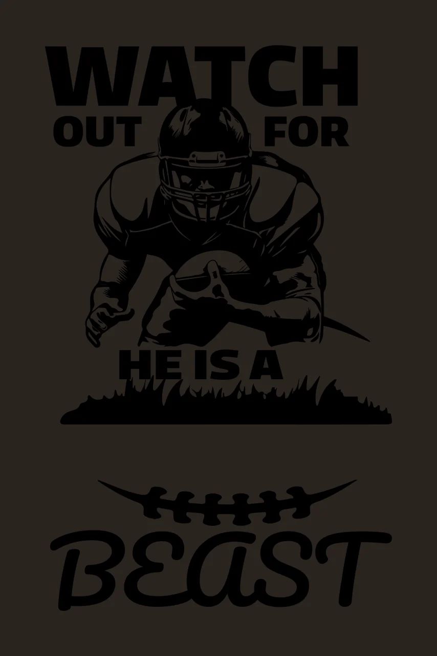 Watch Out For He Is A Beast football player running grass black contrast preview thumbnail