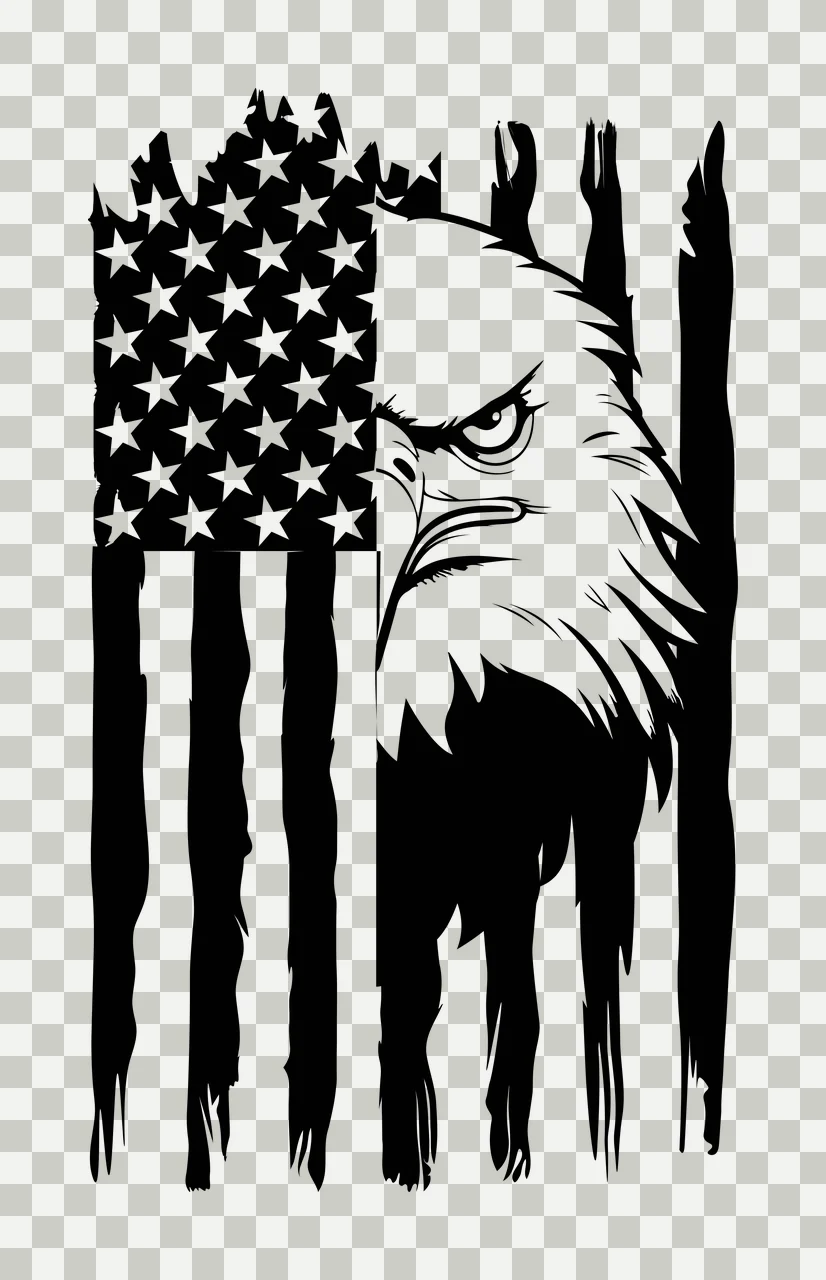 Eagle Flag Face On Graphic head black and white stylized bird transparency and detail preview thumbnail
