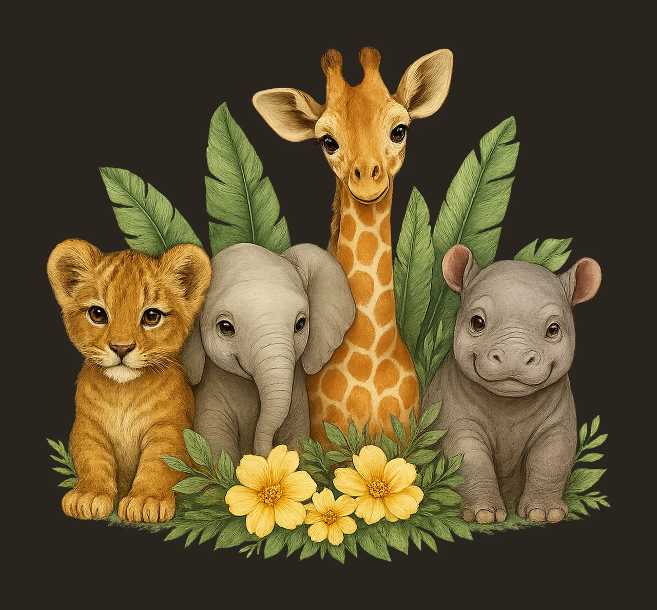 Safari Animals Jungle Tropical Decor Cute Animal Artwork contrast preview thumbnail
