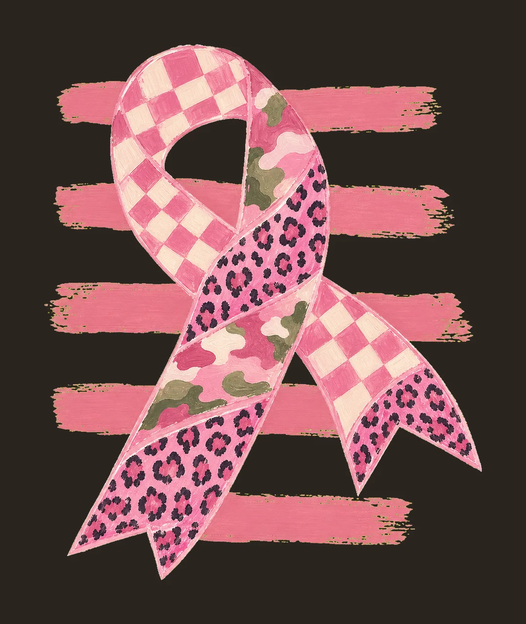 Triple Pattern Pink Awareness Ribbon sublimation Variation D contrast preview thumbnail