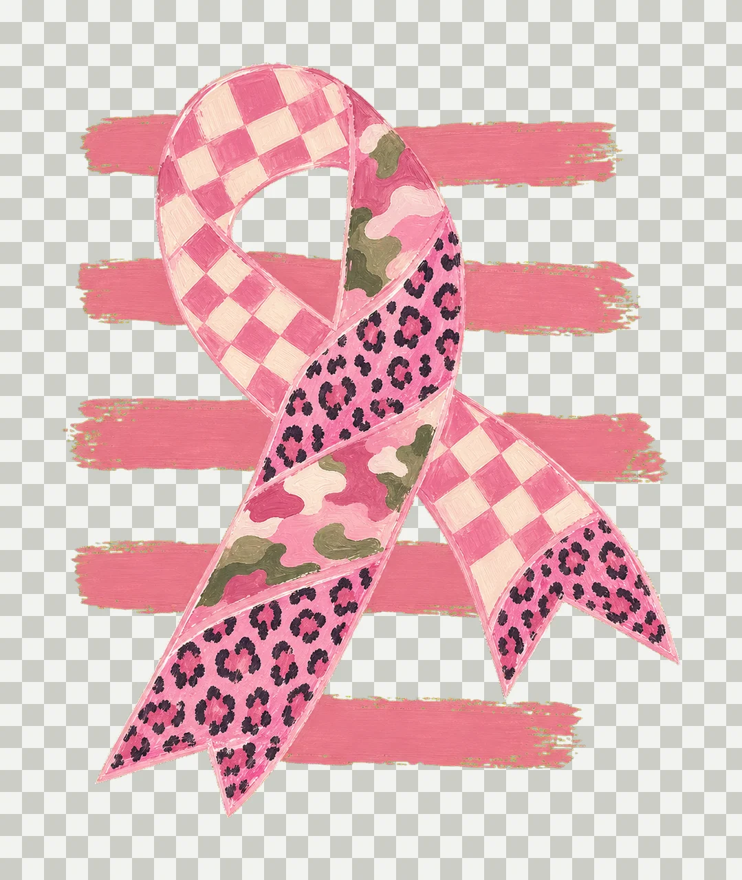 Triple Pattern Pink Awareness Ribbon sublimation Variation D transparency and detail preview thumbnail