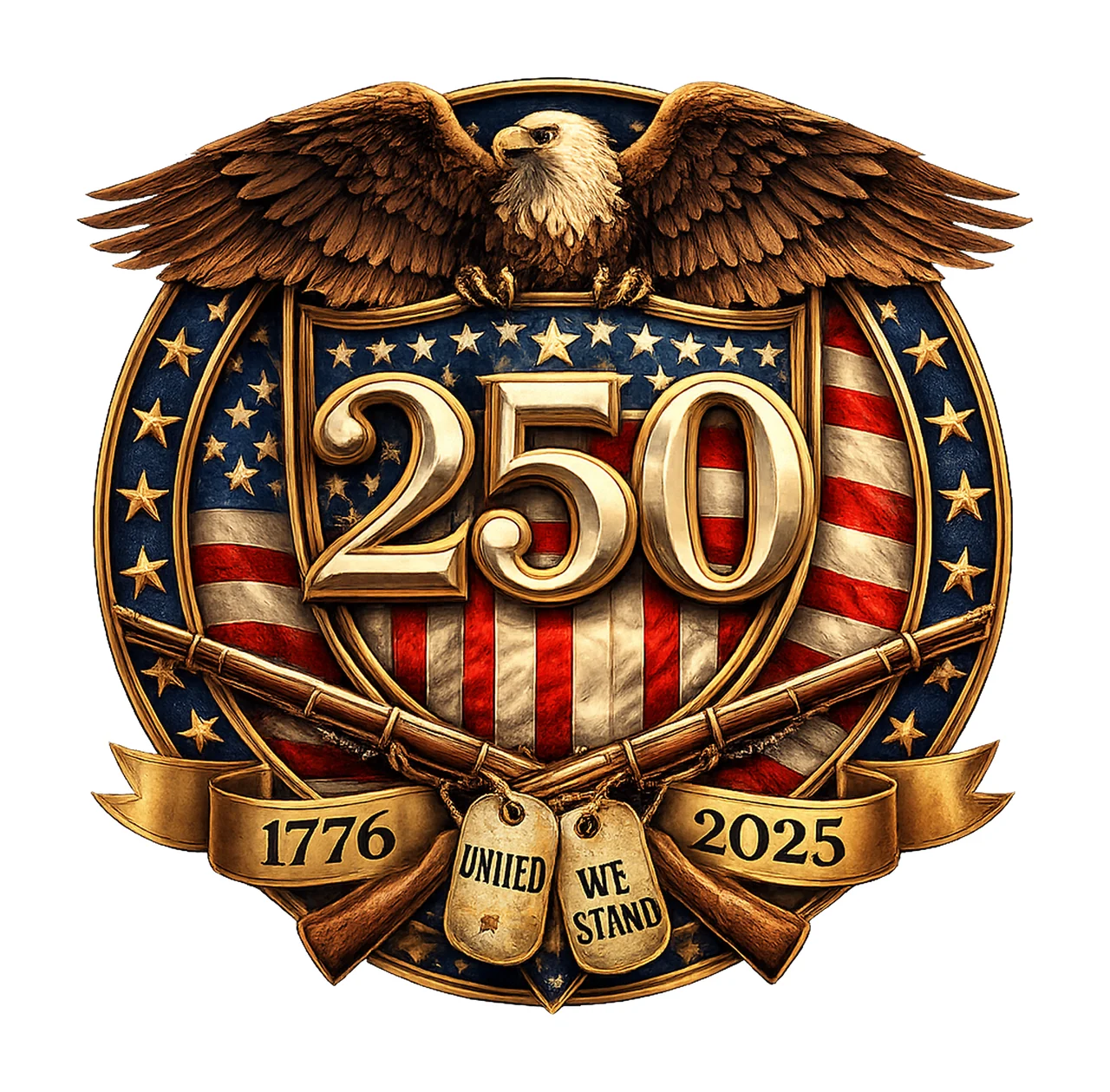 USA 250th Anniversary Eagle Shield Patriotic Design American