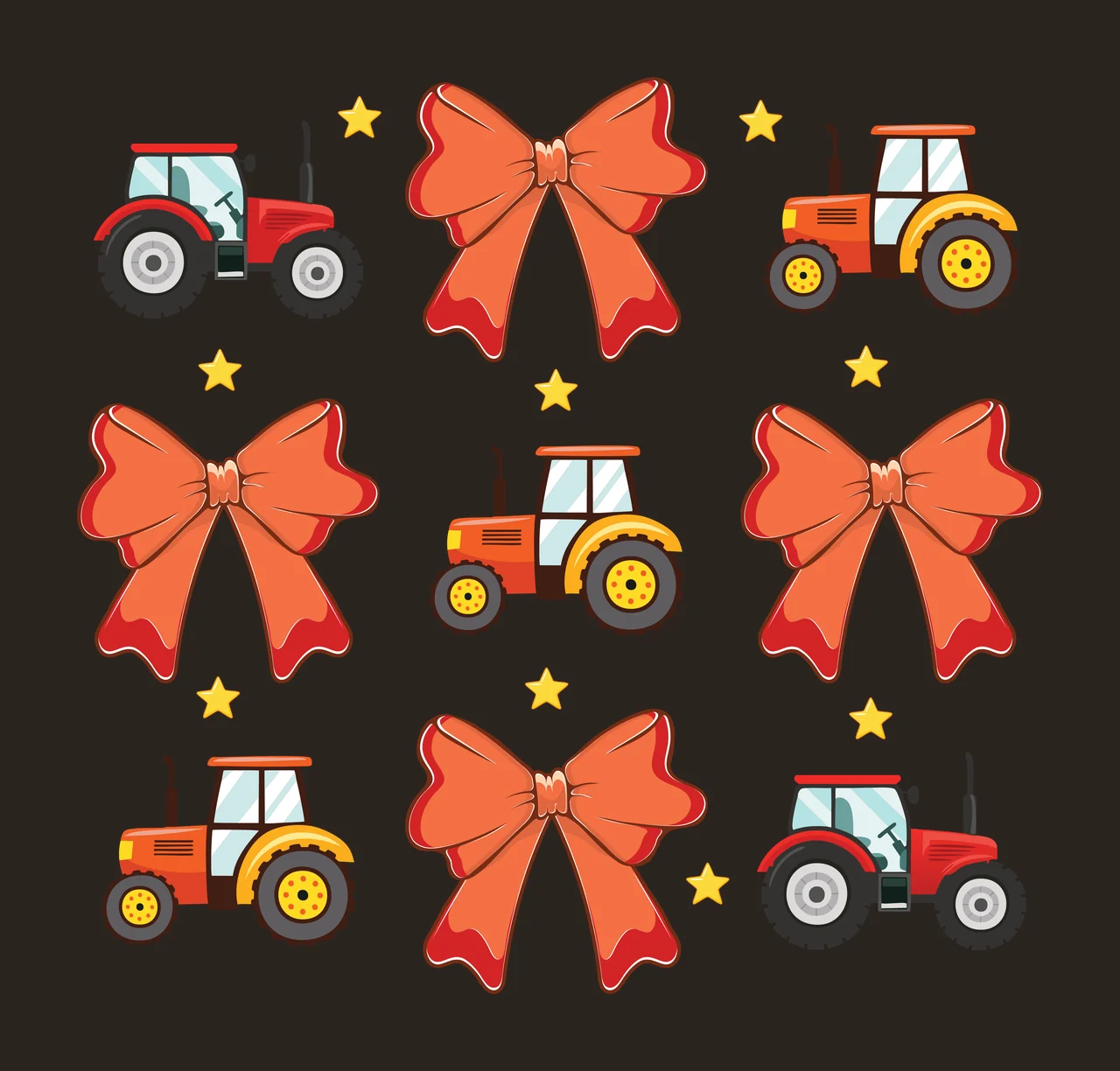 Tractor Tractors And Hair Bows Pattern bow star silhouette contrast preview thumbnail
