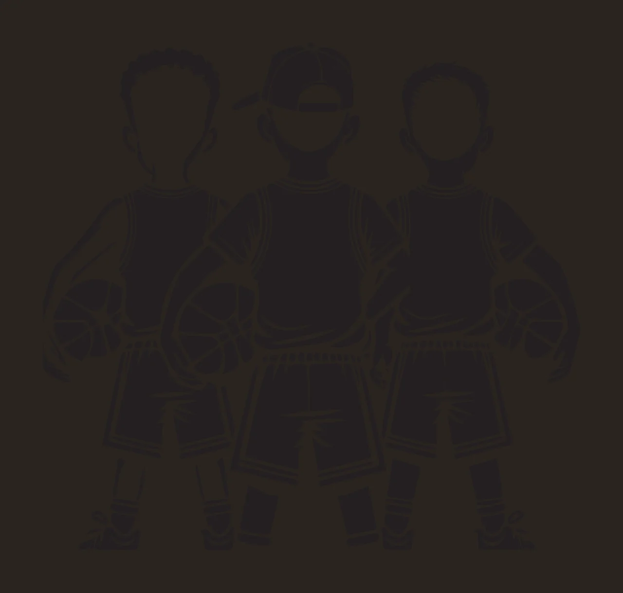Three Basketball Players Silhouette Graphic standing people contrast preview thumbnail