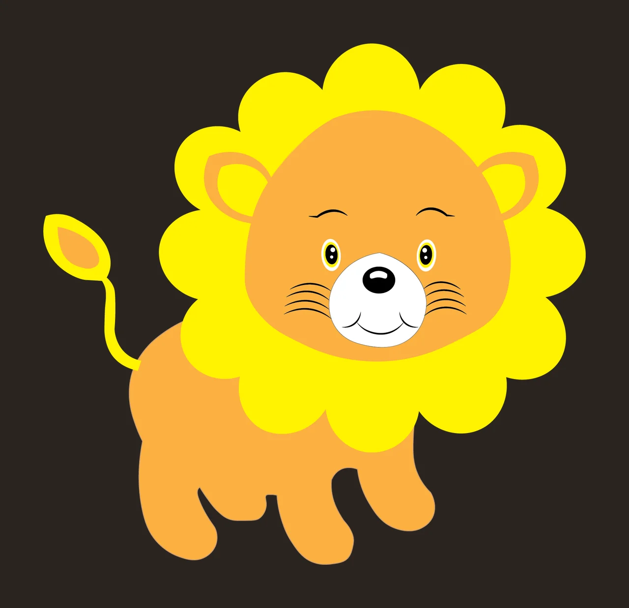 Animal Lion Head Silhouette With Thick Mane standing tail minimalist contrast preview thumbnail