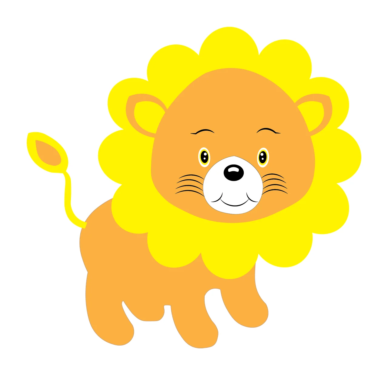 Animal Lion Head Silhouette With Thick Mane standing tail minimalist