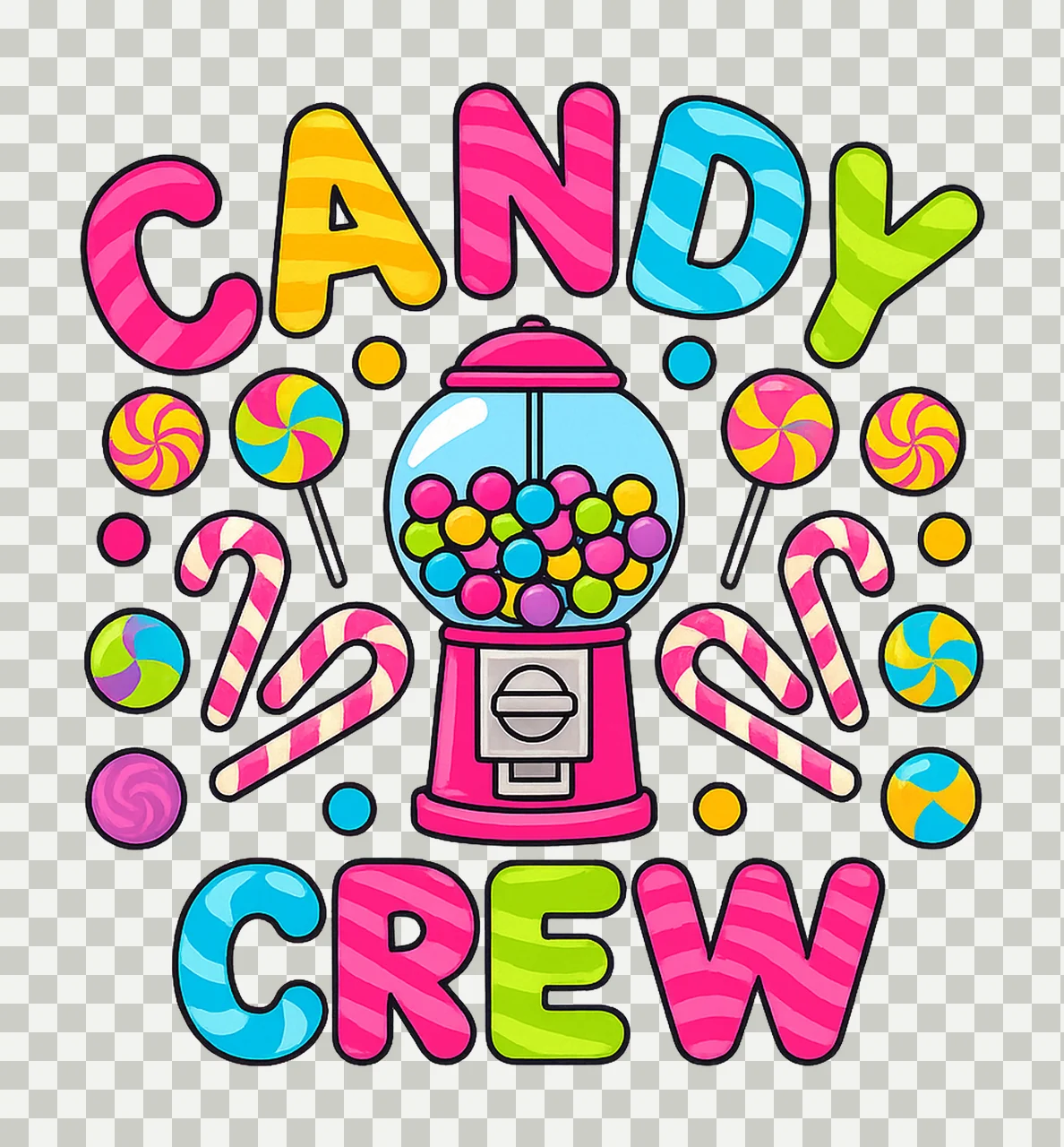 Candy Gumball Machine Filled With Lollipops canes lettering transparency and detail preview thumbnail