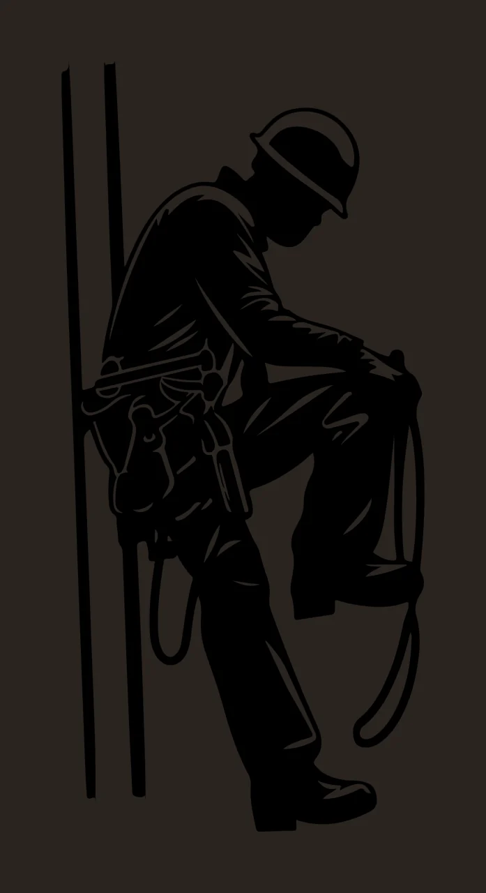 Utility Worker Holding Rope Silhouette working pole helmet contrast preview thumbnail