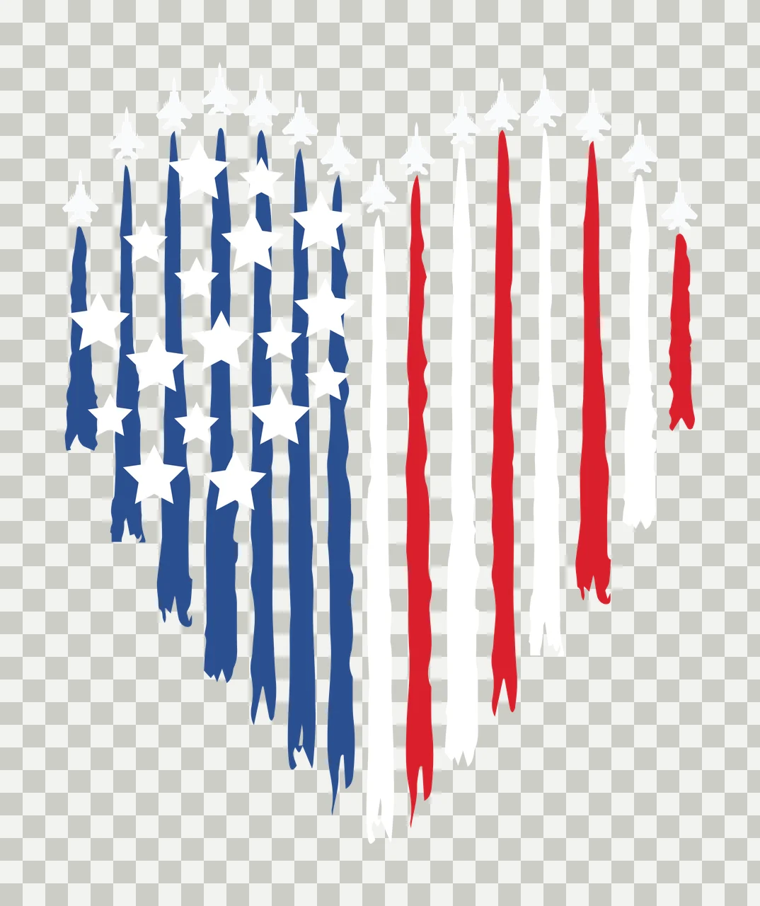 Patriotic Heart Shape With Airplanes stars trails silhouette transparency and detail preview thumbnail