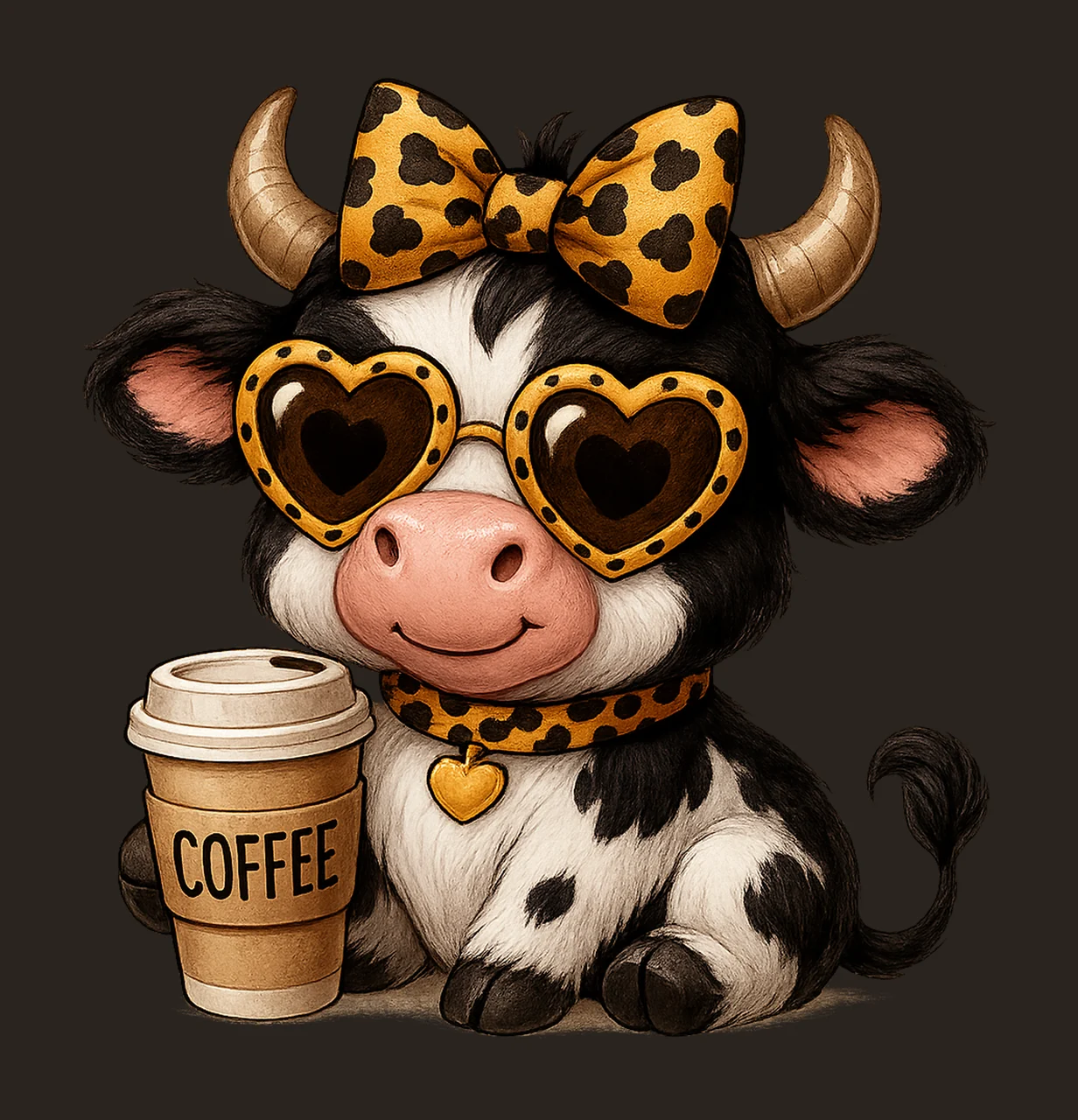 Leopard Bow Cow Artwork Funny Coffee Animal Farm Sublimation contrast preview thumbnail