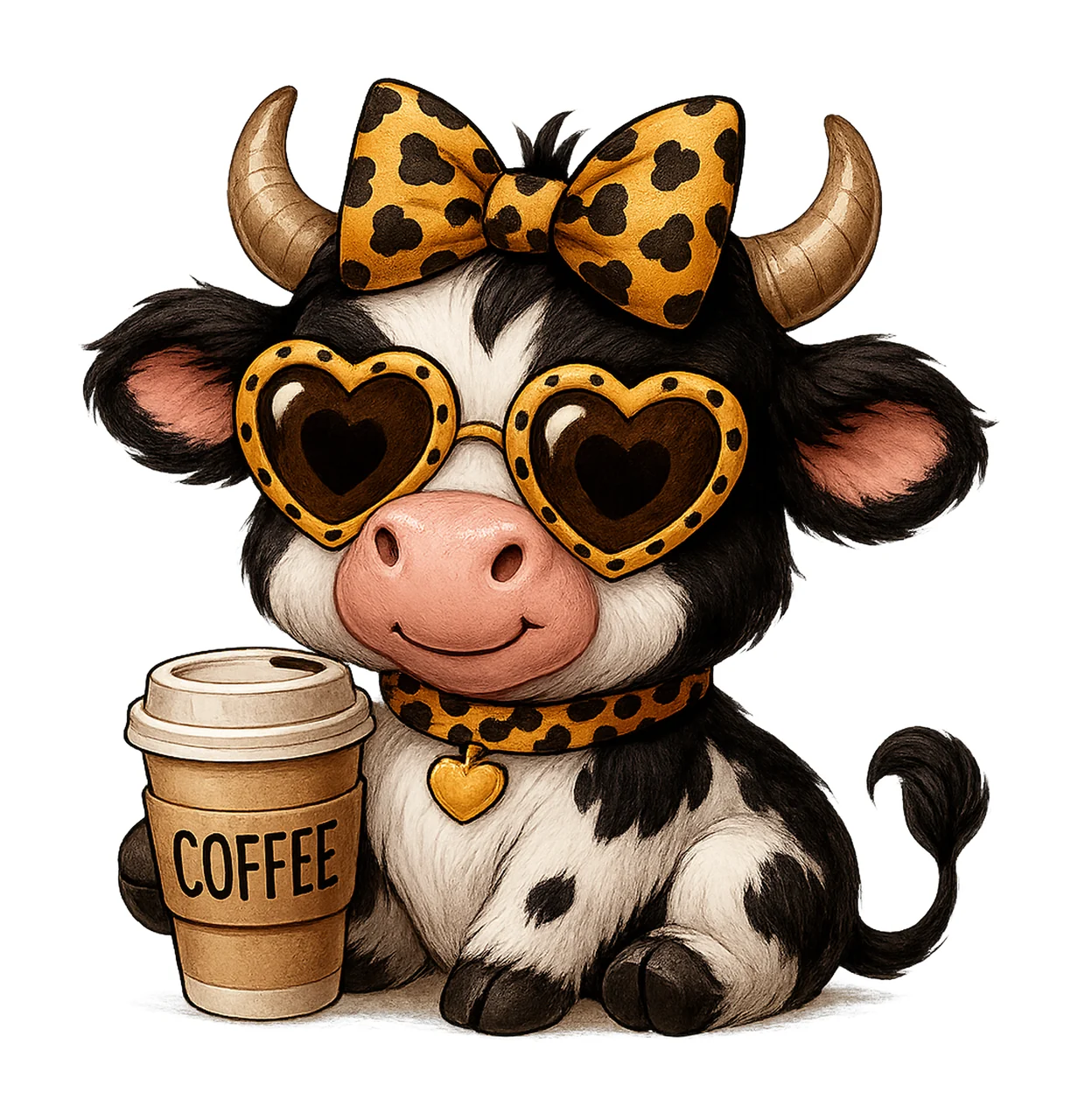 Leopard Bow Cow Artwork Funny Coffee Animal Farm Sublimation