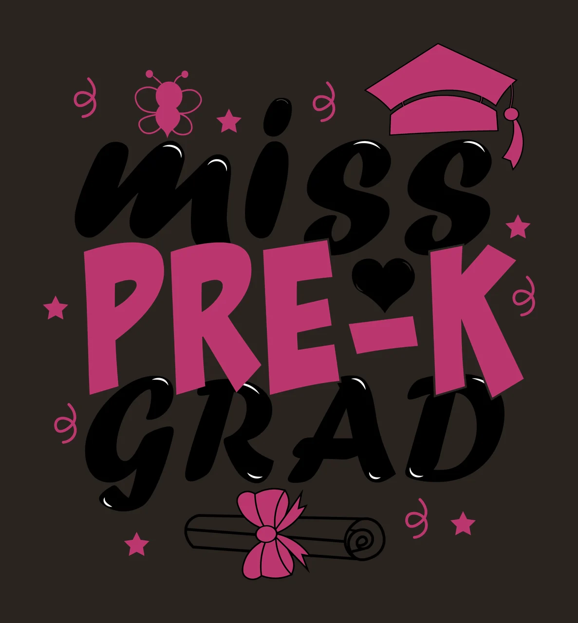 Miss With Bee text insect decorating graduation cap diploma contrast preview thumbnail