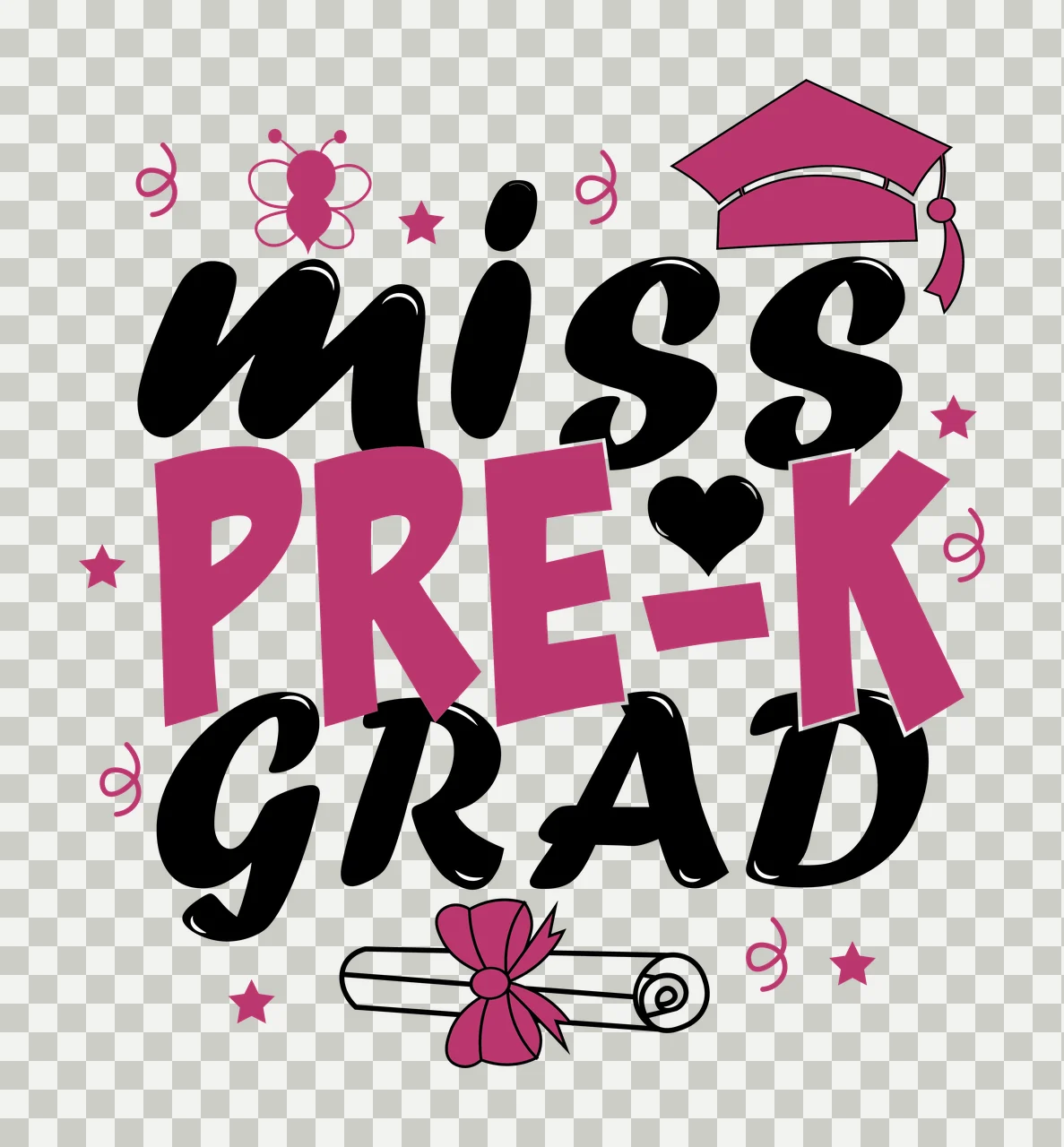 Miss With Bee text insect decorating graduation cap diploma transparency and detail preview thumbnail