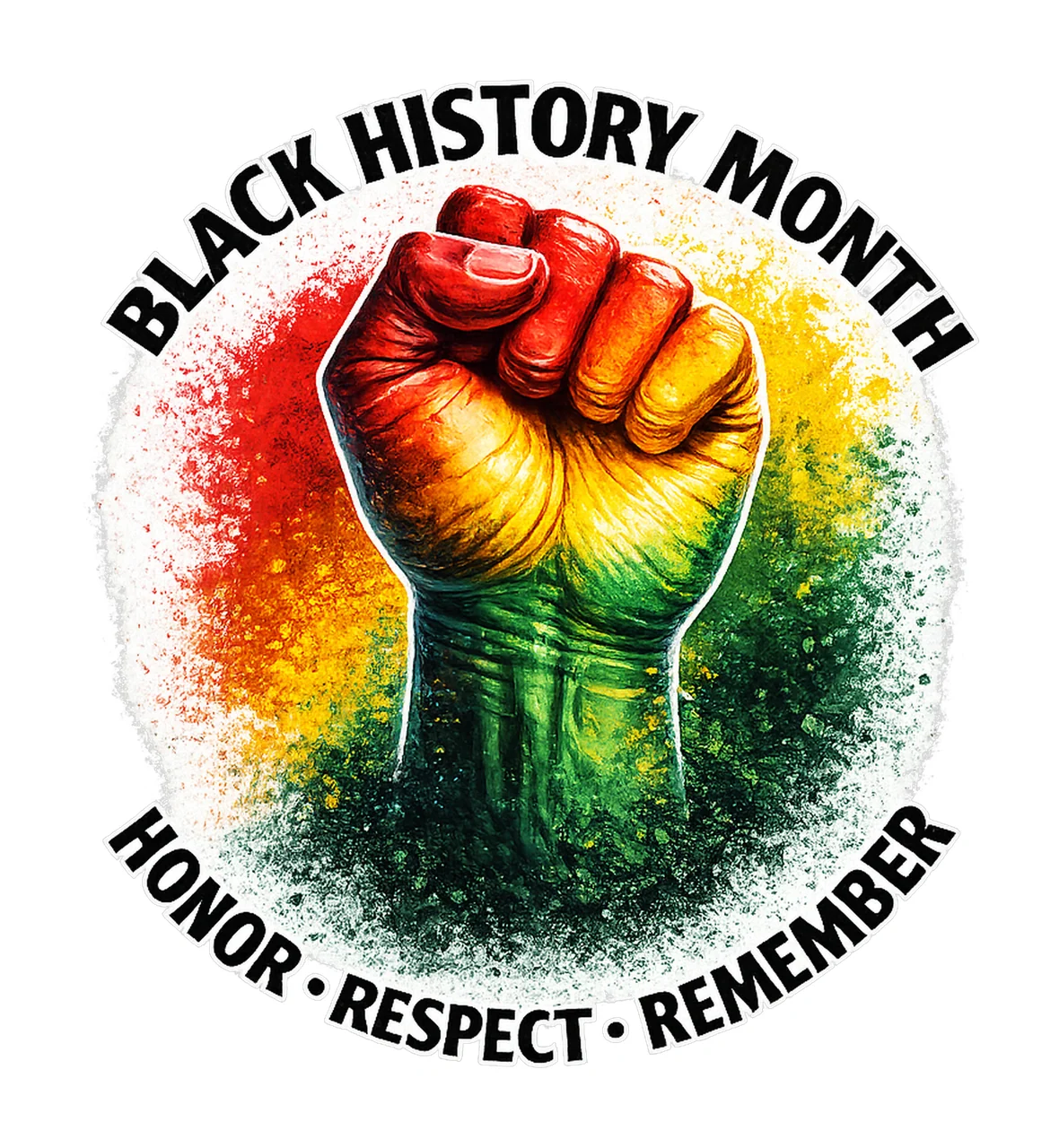 Black History Month Raised Fist Design Pan African Colors