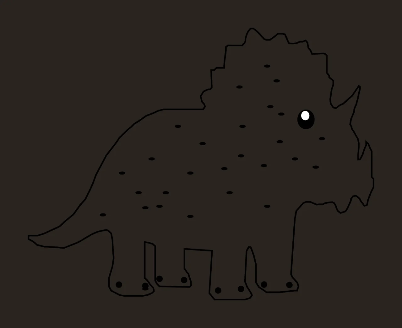 Dinosaur Triceratops Line Drawing standing spots horn black contrast preview thumbnail